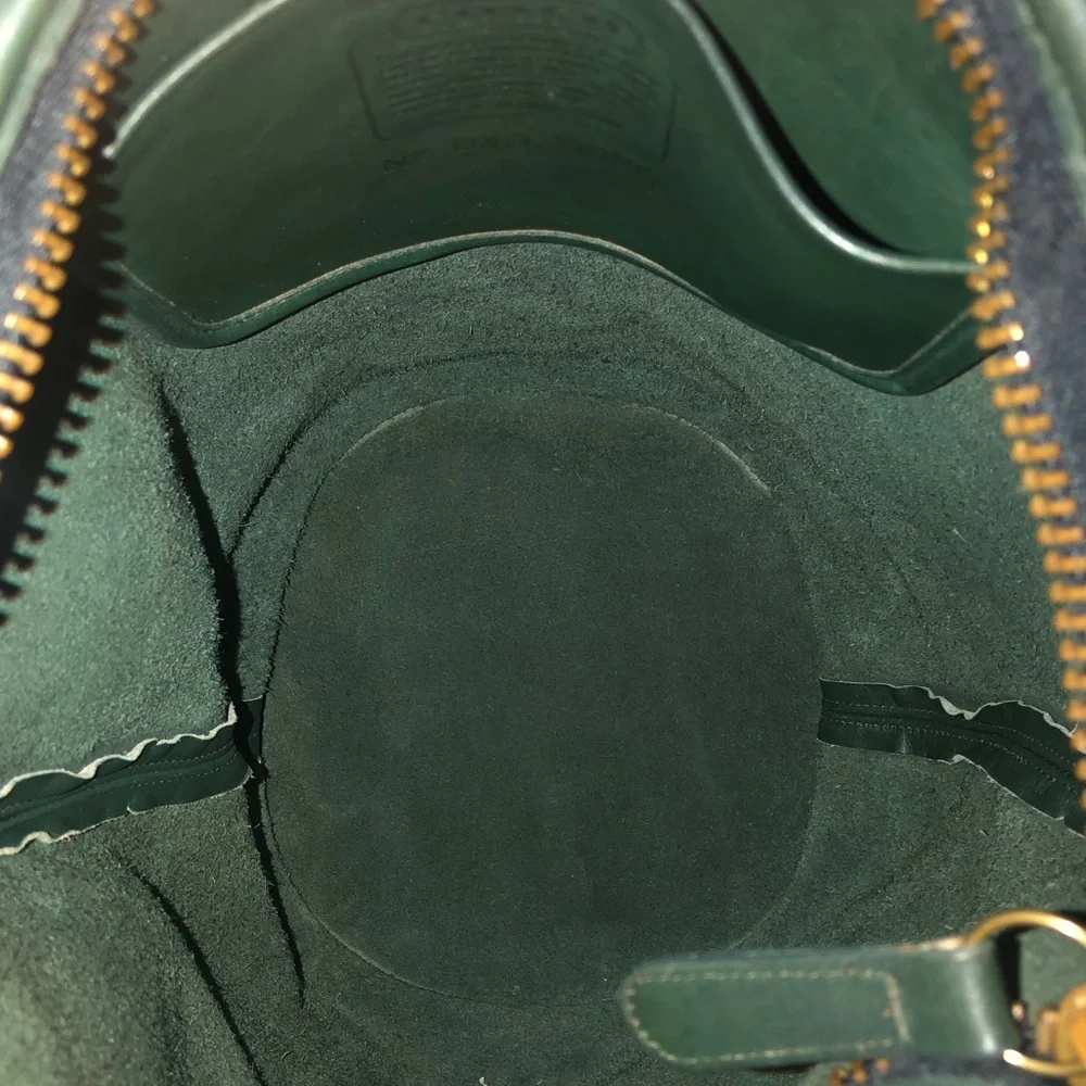 COACH Bottle Green Glove Tanned Leather Duffle Sac XL Bucket Bag 9085 USA COA